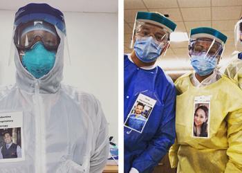 Des soignants du coronavirus mettent leurs photos sur les EPI pour que les patients voient leurs sourires