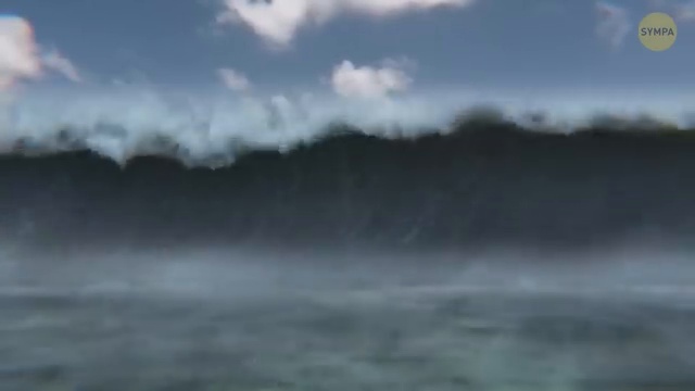 Animation d'une vague scélérate géante frappant un navire