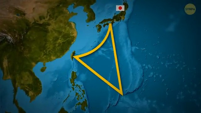 Carte localisant le Triangle du Dragon près du Japon
