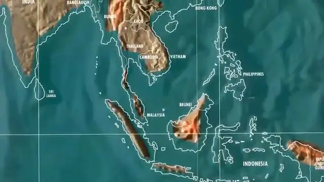 Carte de l'Asie avec le Japon submergé