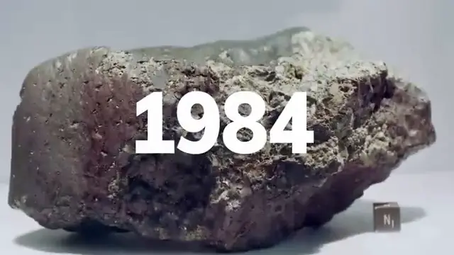 La météorite martienne Allan Hills 84001 (ALH84001) posée en laboratoire.