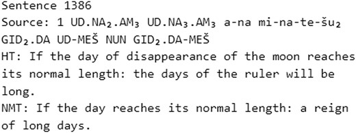 Exemple de traduction correcte tirée du test de 5 textes avec T2E.