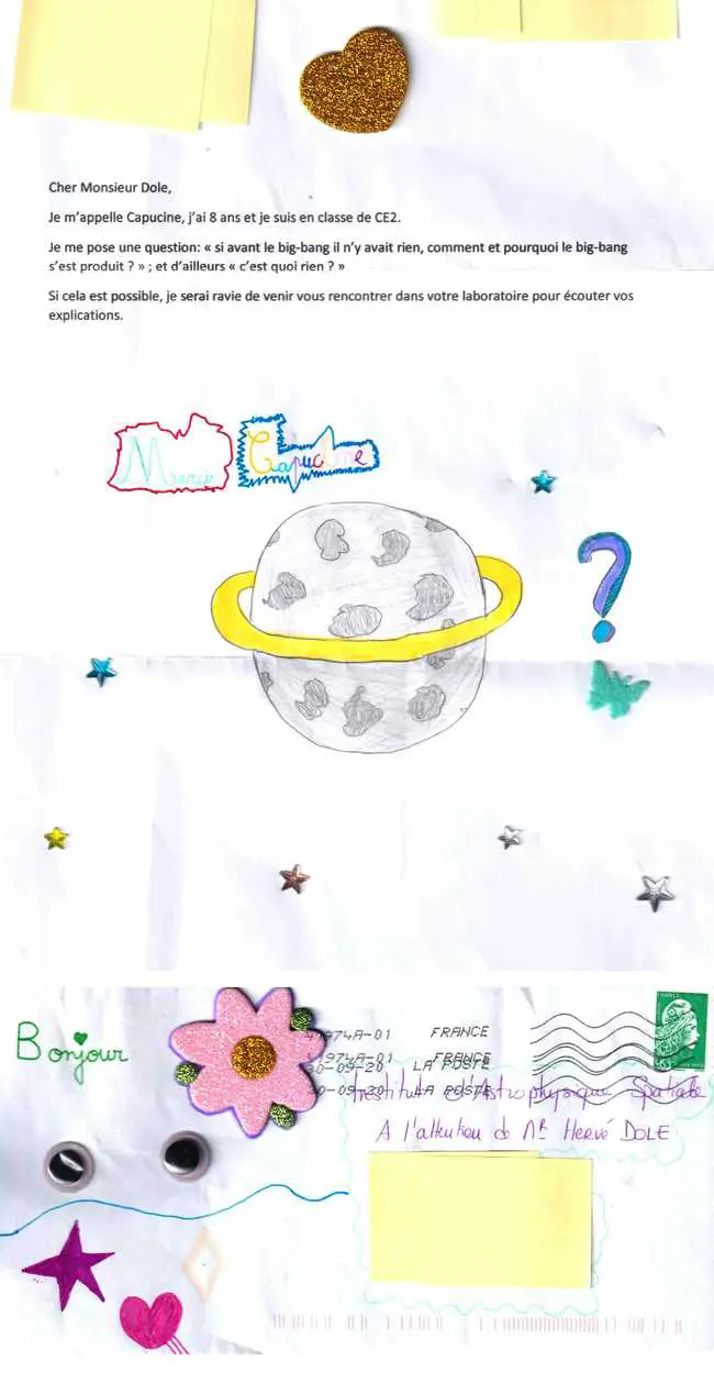 Lettre de Capucine à Hervé Dole, reçue fin 2020.Author provided