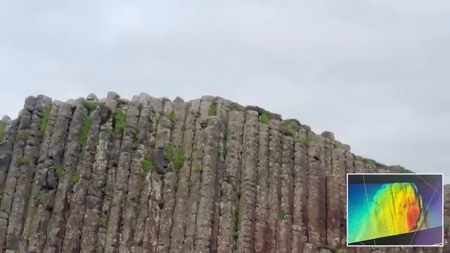 Résultats du scan sonar montrant de grandes figures humanoïdes à l'intérieur de la roche