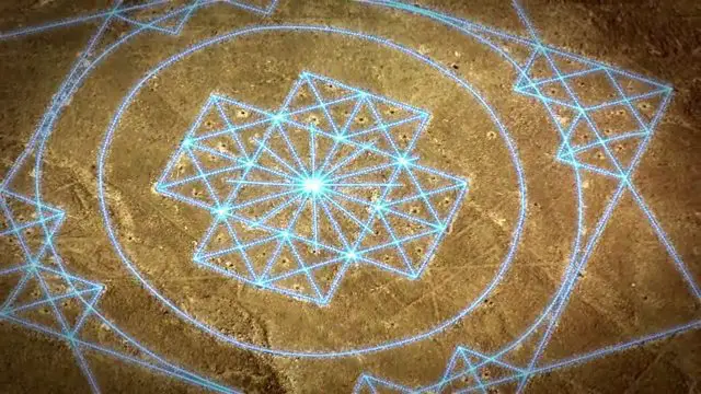 Animation mettant en évidence les structures géométriques et mathématiques du géoglyphe de Nazca.