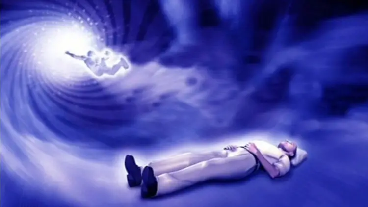 Illustration conceptuelle de la projection astrale dans l'espace vers une planète.