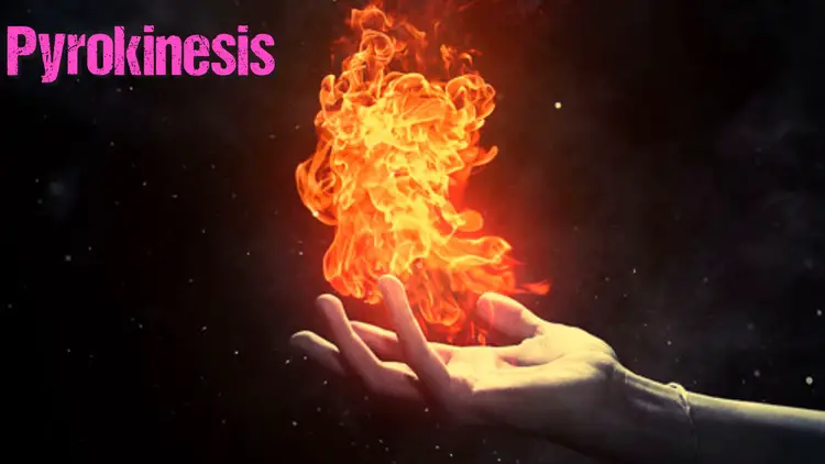 Une main humaine tenant une flamme contrôlée, illustrant le concept de pyrokinésie.
