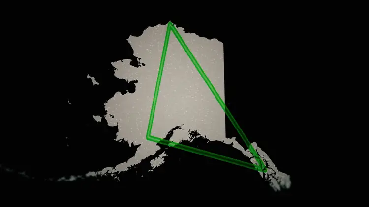 Infographie montrant la zone géographique du Triangle de l'Alaska.