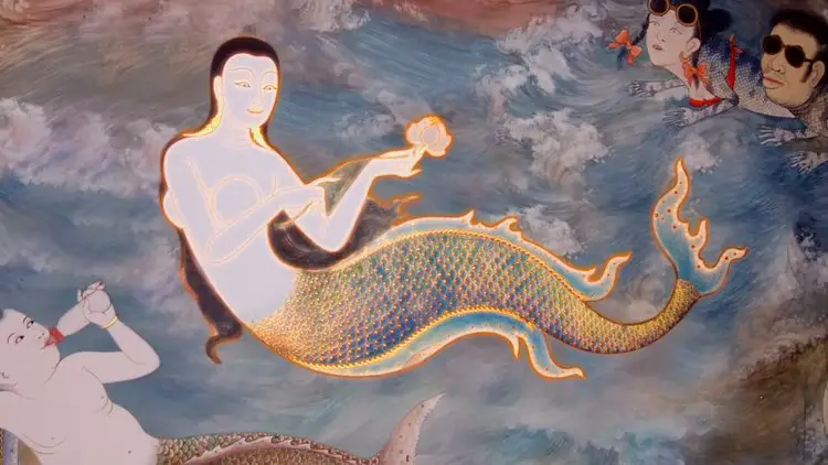 Illustration d'une créature légendaire de type sirène, comme la Qalupalik de l'Arctique.