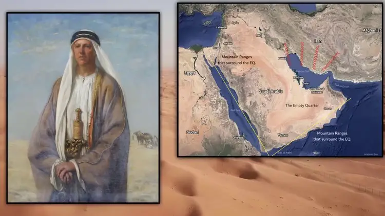 Portrait de Bertram Thomas en tenue traditionnelle arabe