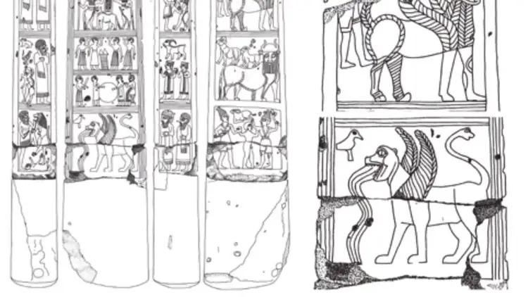 Dessins de la statue de la déesse Eshtar.