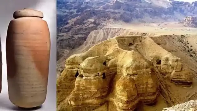 Reconstitution des jarres contenant les manuscrits de la mer Morte découvertes dans les grottes de Qumrân.