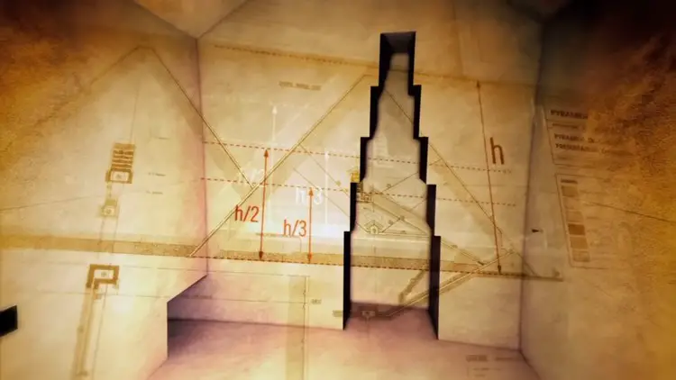 L'image capturée par le robot explorateur dans la Chambre de la Reine, révélant des fils de cuivre et des marques au sol.