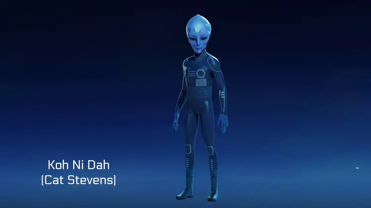 Représentation visuelle de l'être extraterrestre Koh Ni Dah, également appelé Cat Stevens.