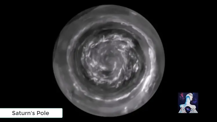 Image de Saturne montrant un vortex au pôle nord
