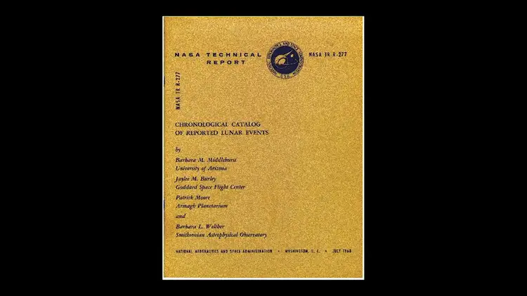 Couverture du rapport technique de la NASA intitulé'Chronological Catalog of Reported Lunar Events', recensant les phénomènes étranges sur la lune.